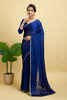 Navy Embroidered Rangoli Silk Saree