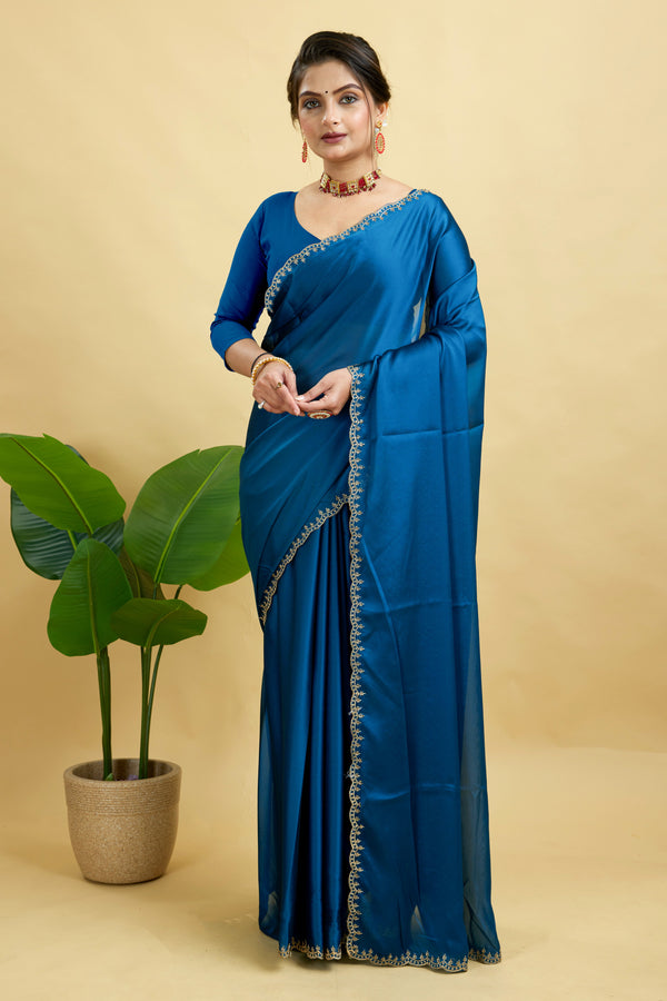 Rama Embroidered Rangoli Silk Saree