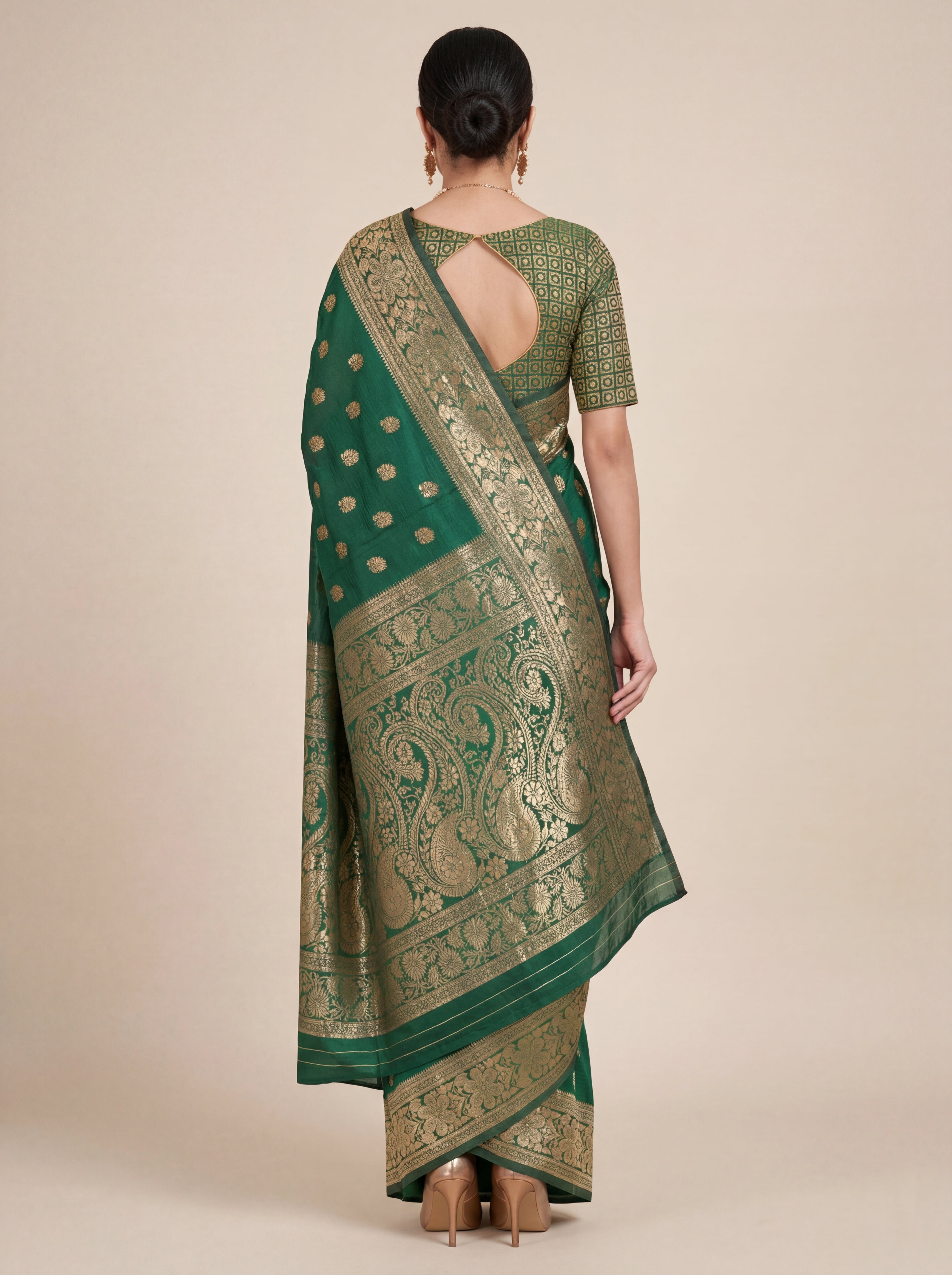 Green Woven Banarasi Silk Saree