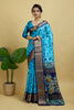 Blue Soft Dola Cotton Printed Saree