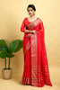 Red Woven Jacquard Cotton Silk Saree