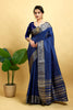 Navy Woven Jacquard Cotton Silk Saree