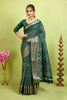 Green Bandhani Print Soft Dola Cotton Kanjivaram Saree