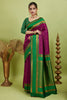 Dark Pink Narayan Border Silk Blend Saree
