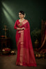 Red Woven Chinnon Silk Saree