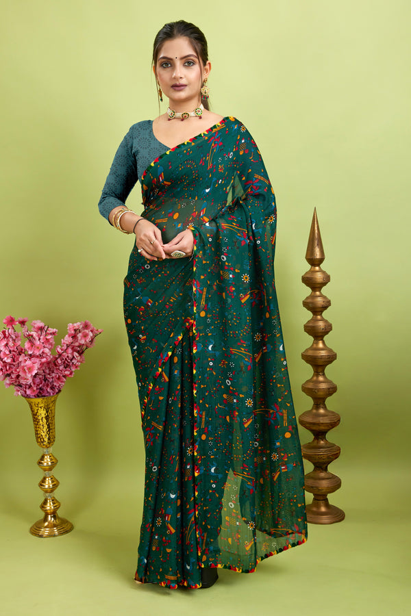 Green georgette Saree