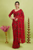 Red Floral Printed Georgette Saree