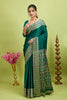 Green Ajrakh Printed Silk Saree