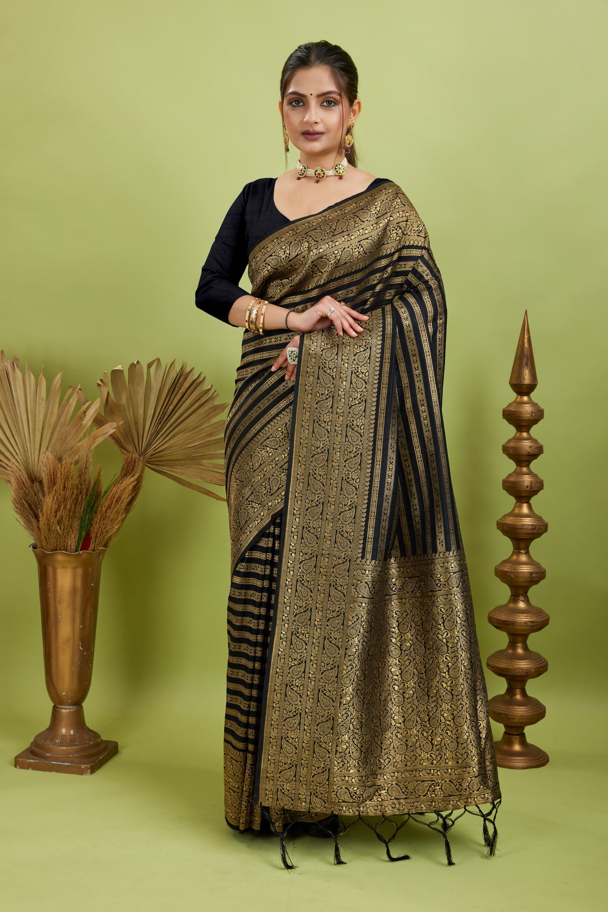 Black Woven Banarasi Khadi Silk Saree