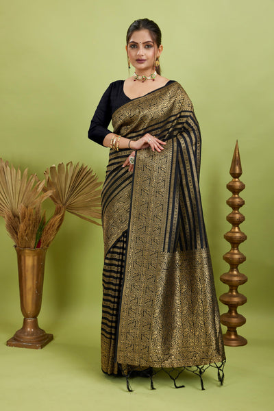 Black Woven Banarasi Khadi Silk Saree