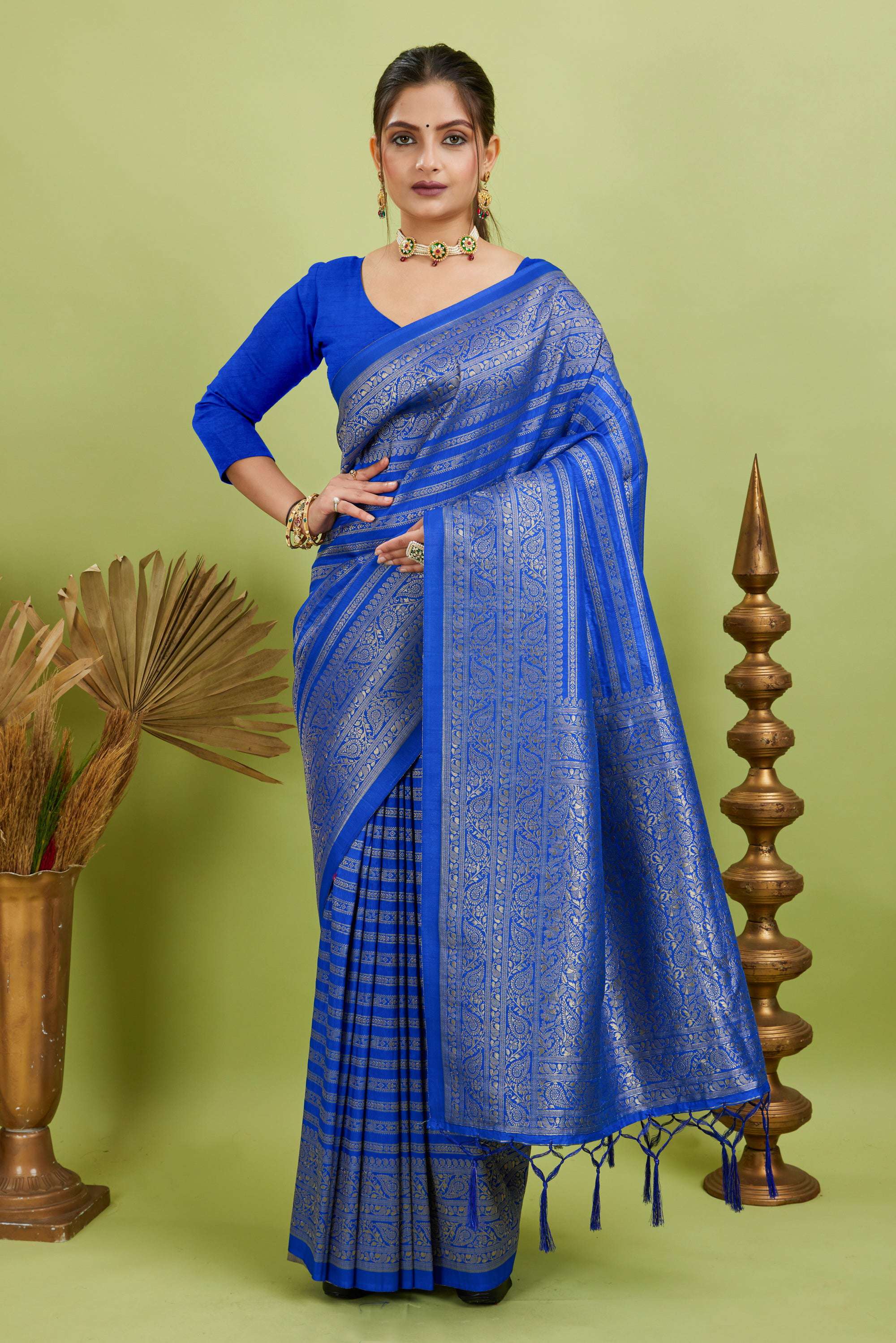 Blue Woven Banarasi Khadi Silk Saree