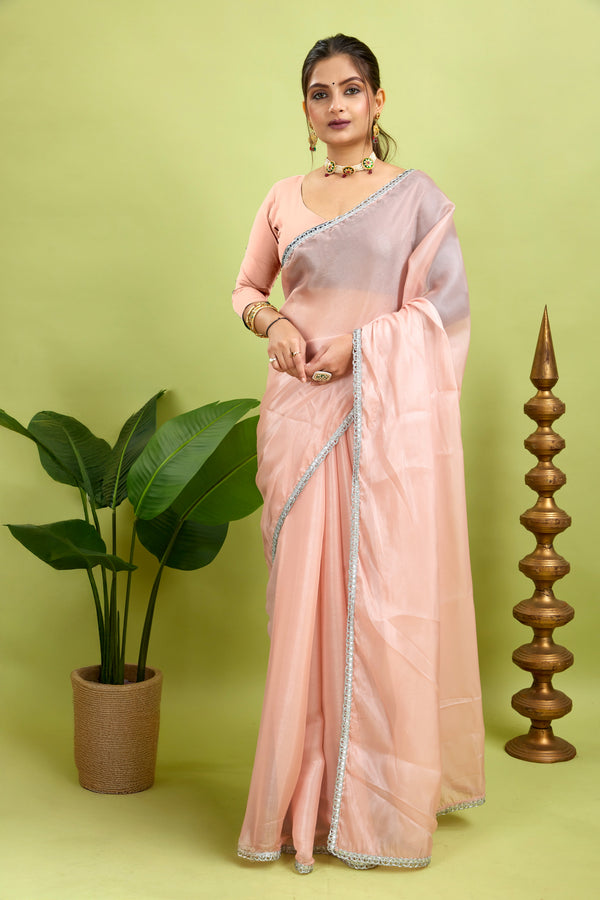 Jimmy Chu Fabric With Silver Border Silk Saree