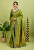 Olive Green Sequence Lace Work Kanjivaram Saree
