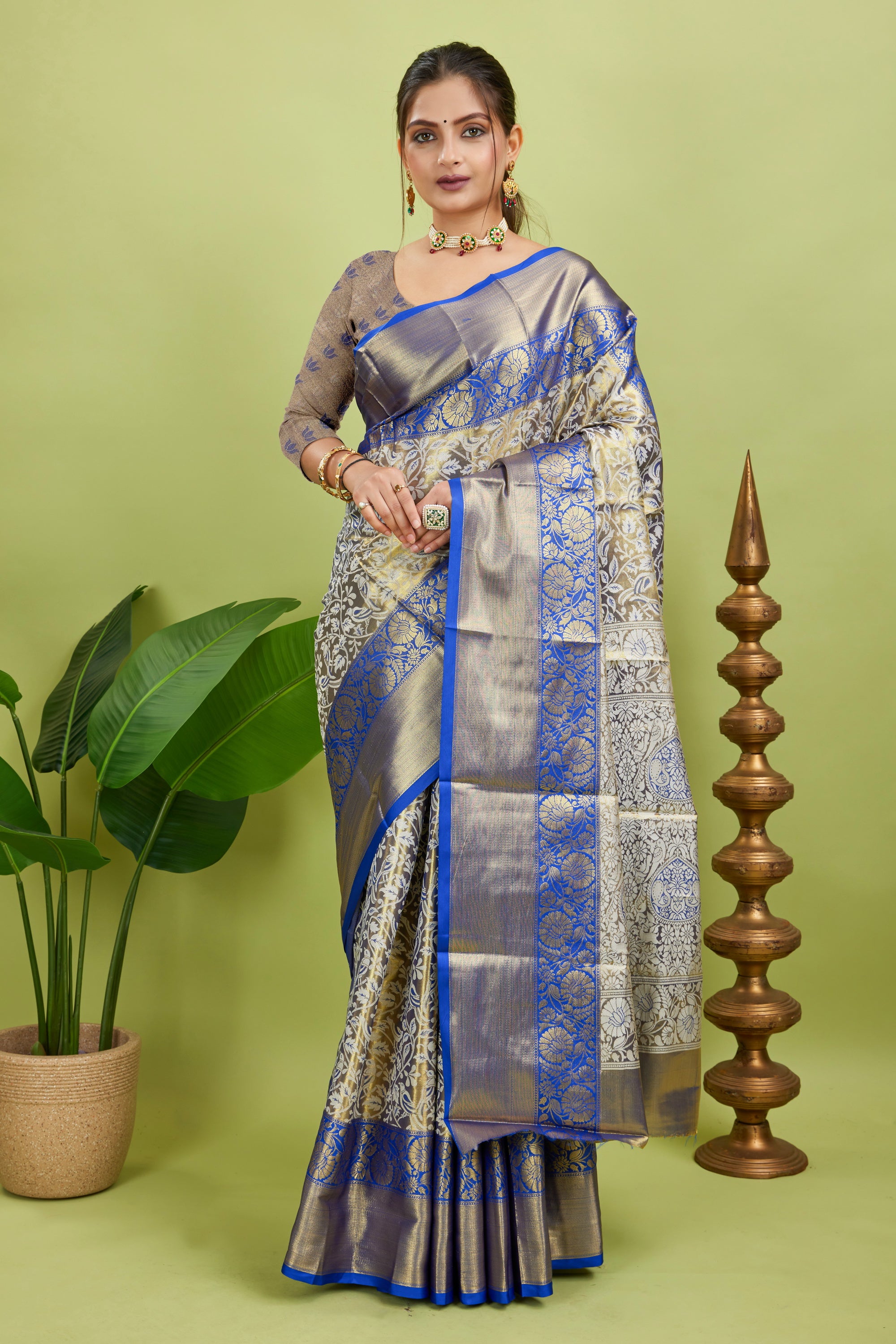 Blue Woven Kanjivaram Silk Saree