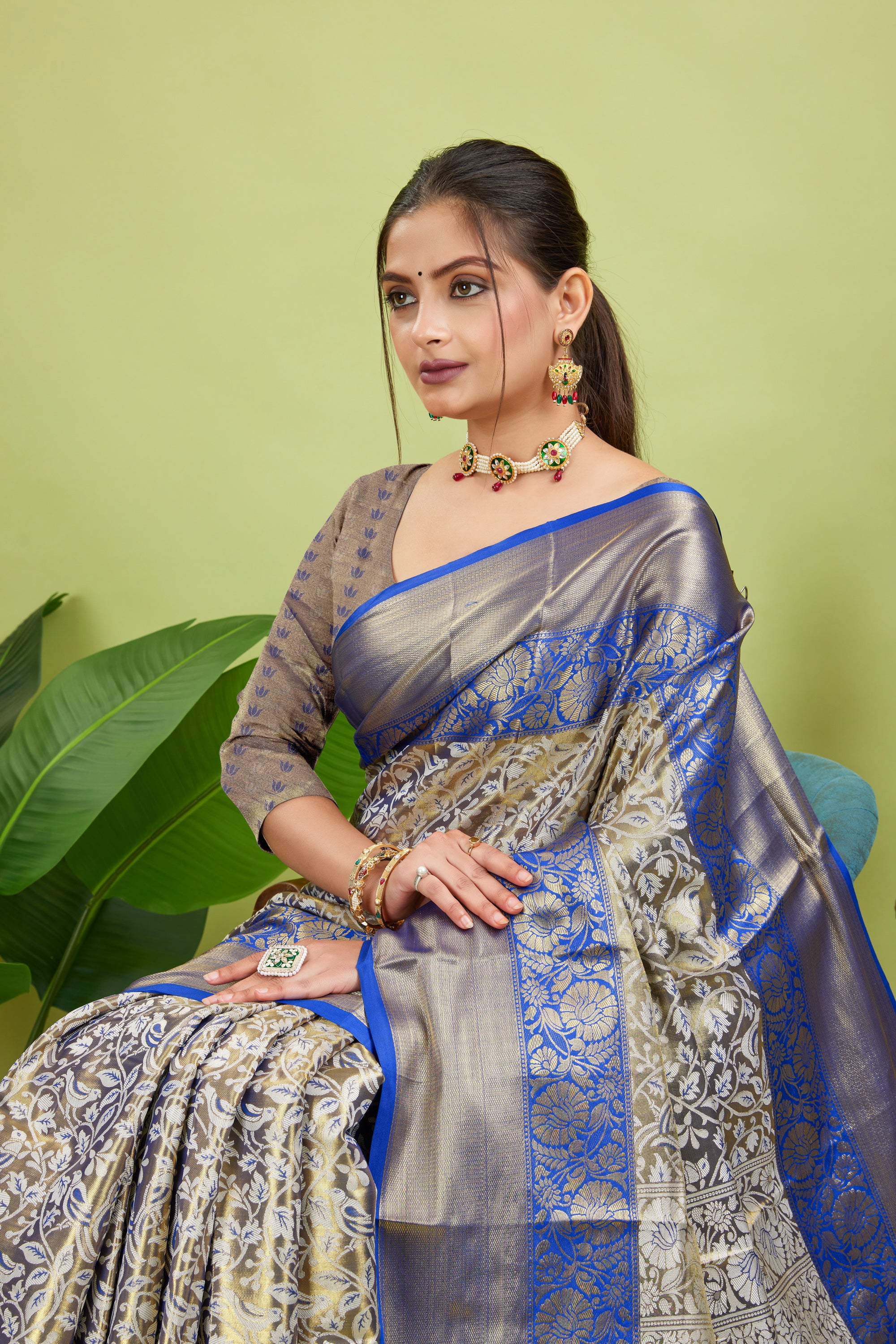 Blue Woven Kanjivaram Silk Saree