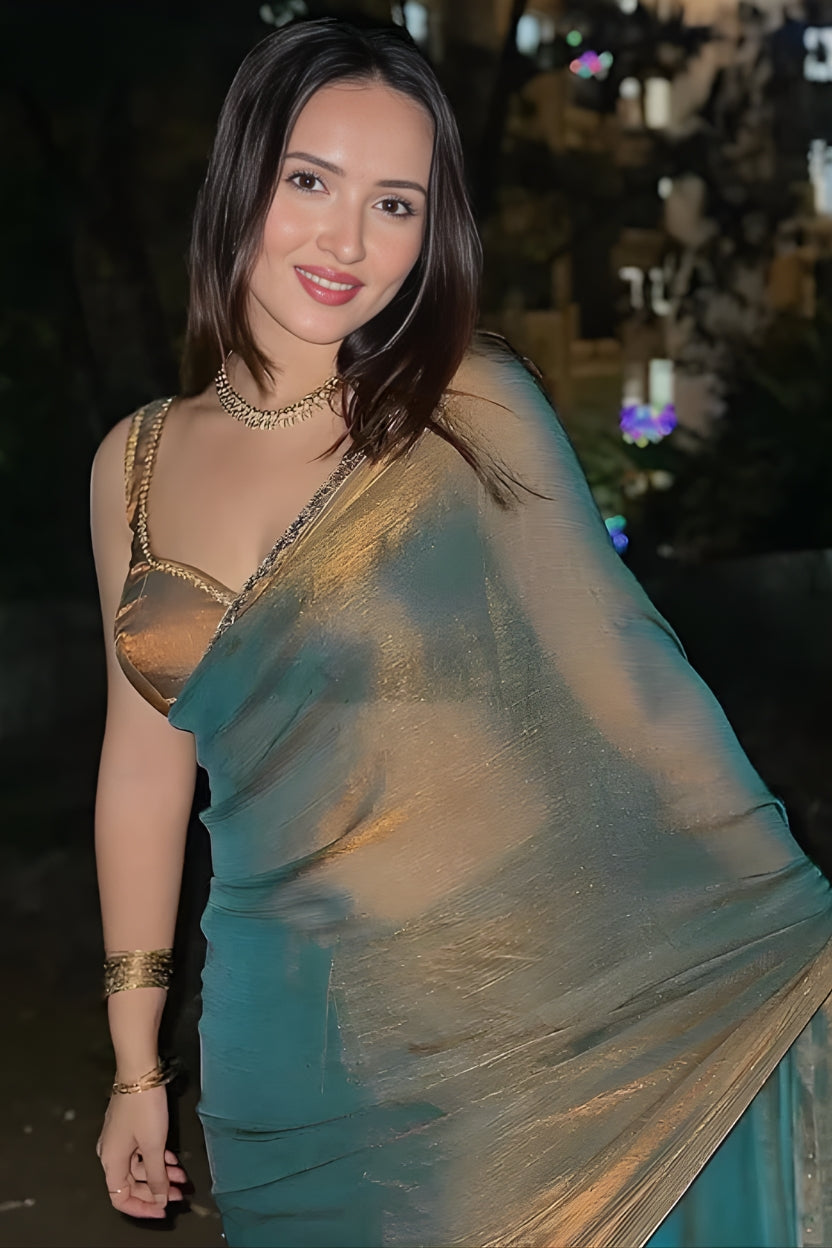 Blue Jimmy Choo Silk Saree