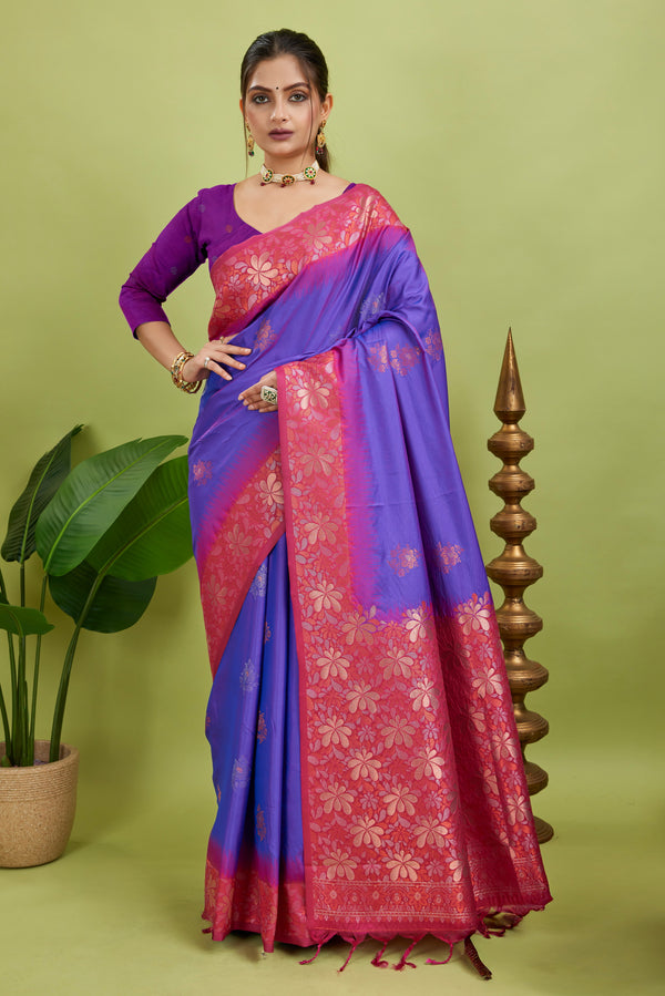Two-Tone Banarasi Handloom Silk Saree