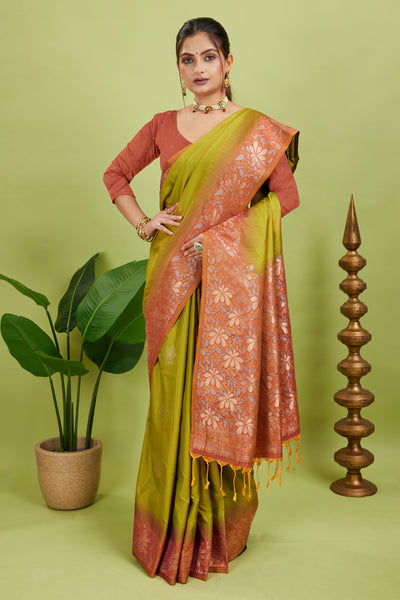 Green Tone Banarasi Handloom Silk Saree