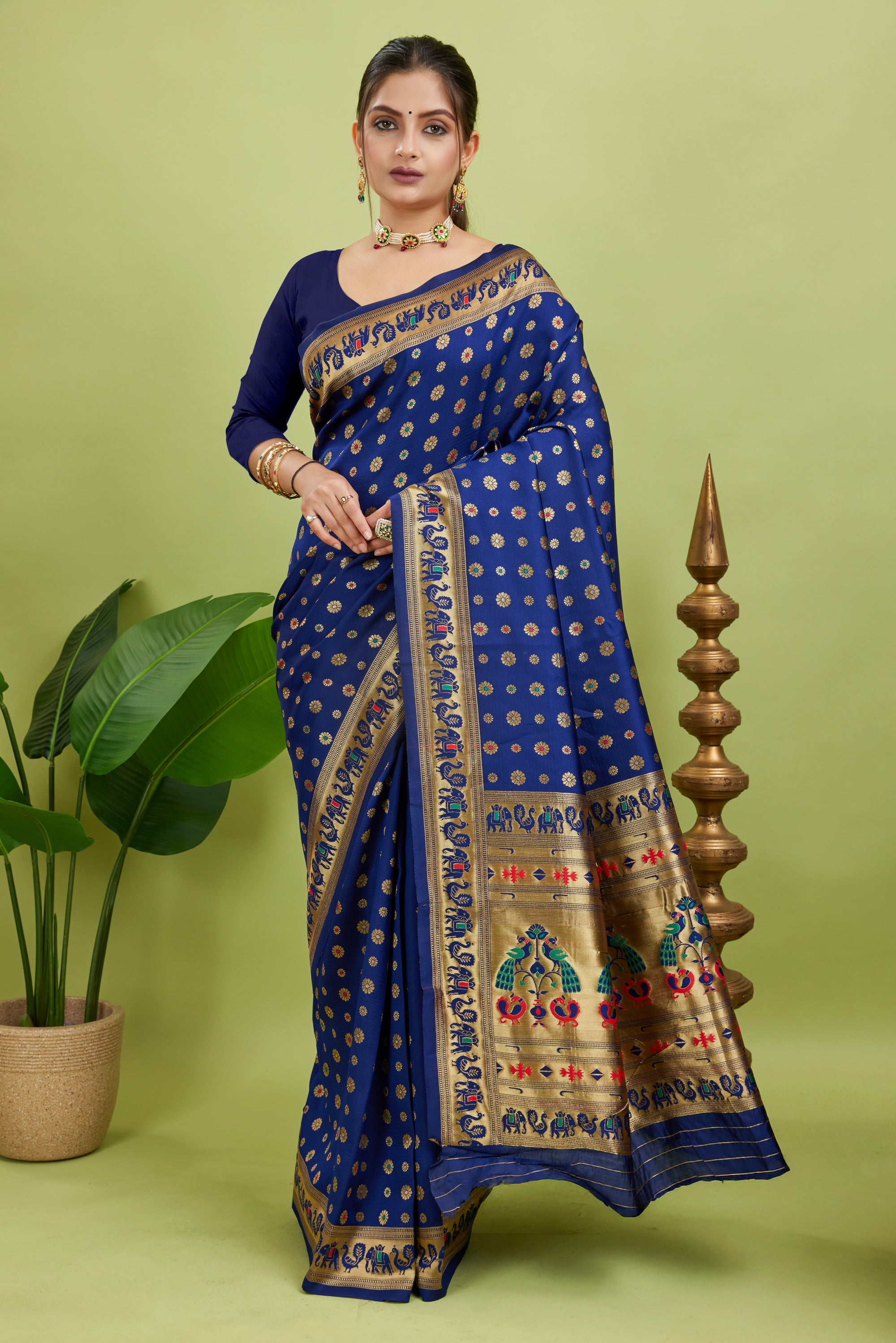 Blue Minakari Paithani Silk Saree