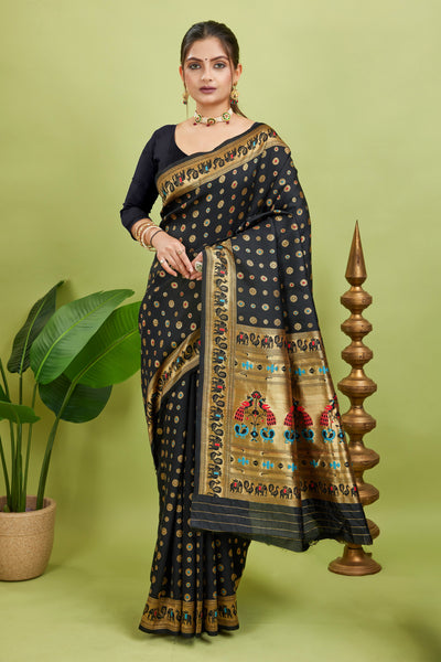 Black Minakari Paithani Silk Saree