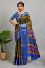 Brown Digital Printed Cotton Silk Saree