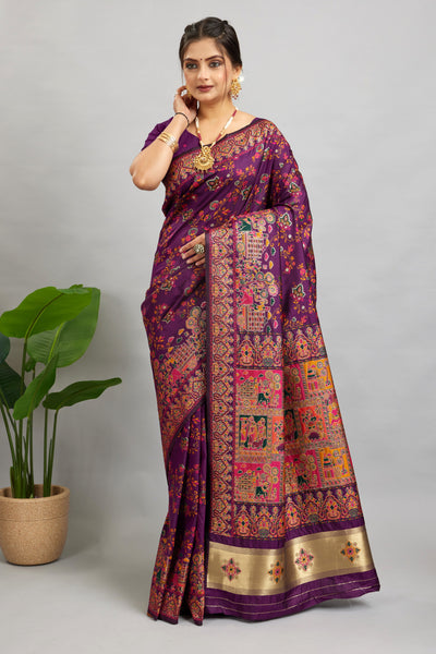 Purple Minakari Banarasi Saree
