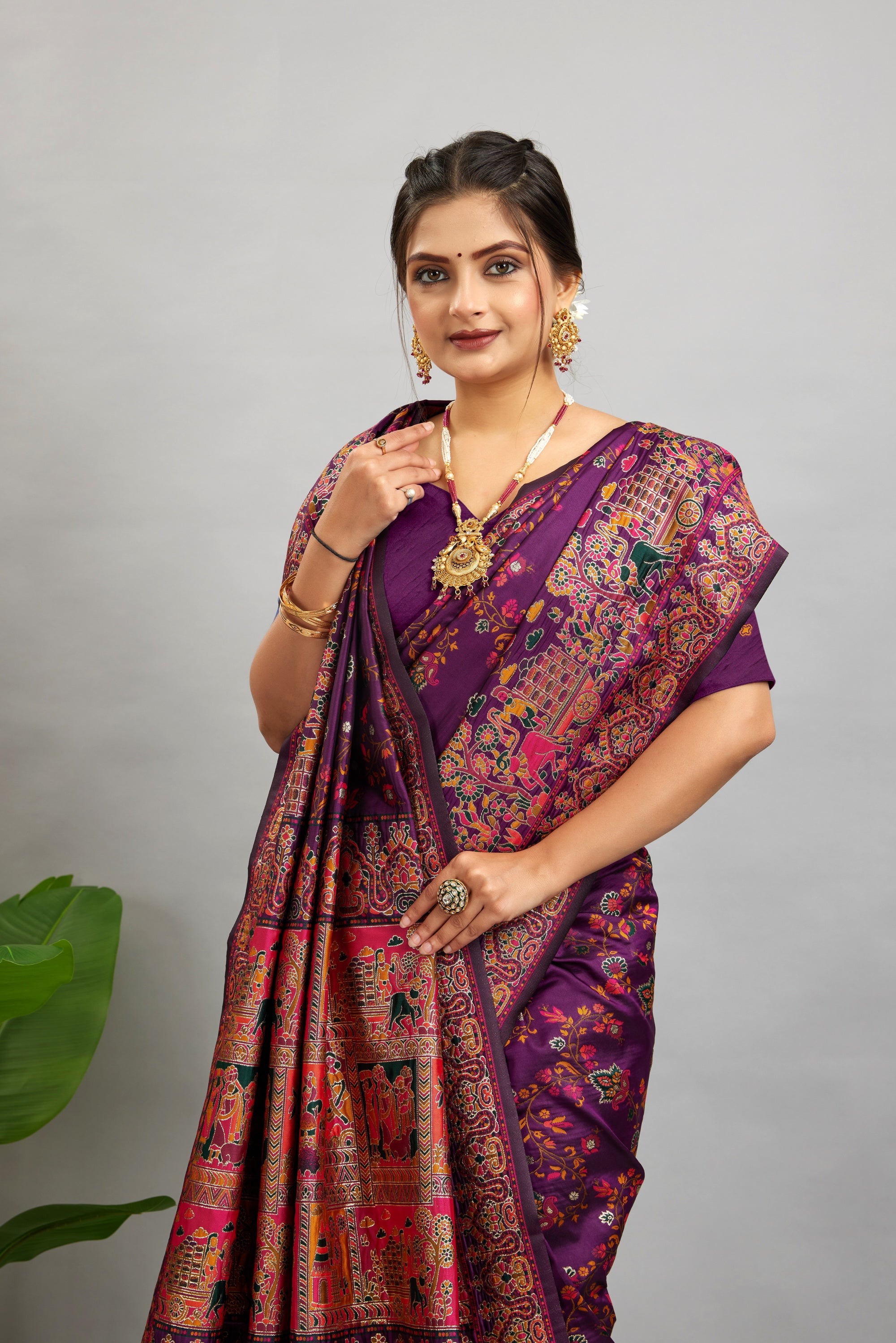Purple Minakari Banarasi Saree