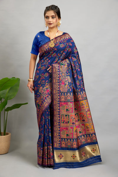 Navy Minakari Banarasi Saree