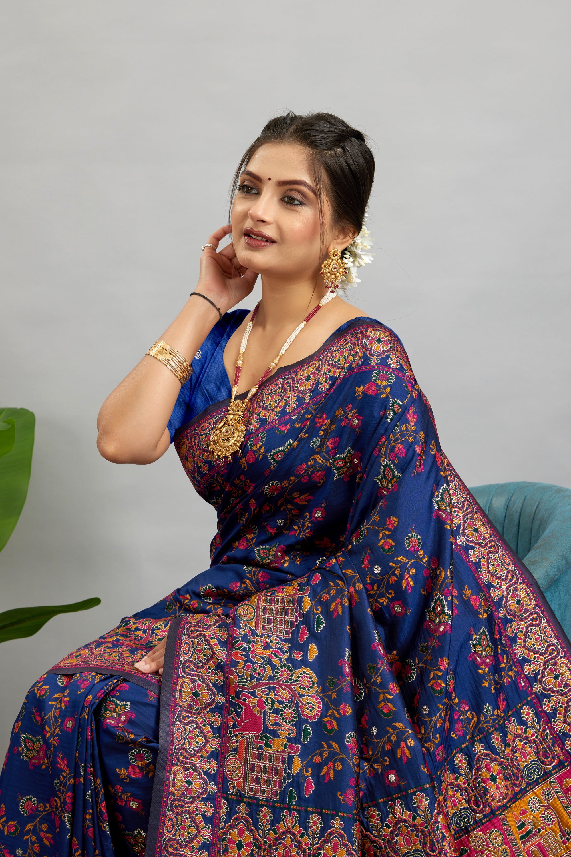 Navy Minakari Banarasi Saree