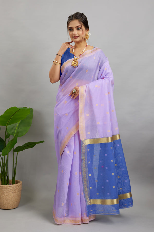 Lavender Toned Cotton Silk Saree