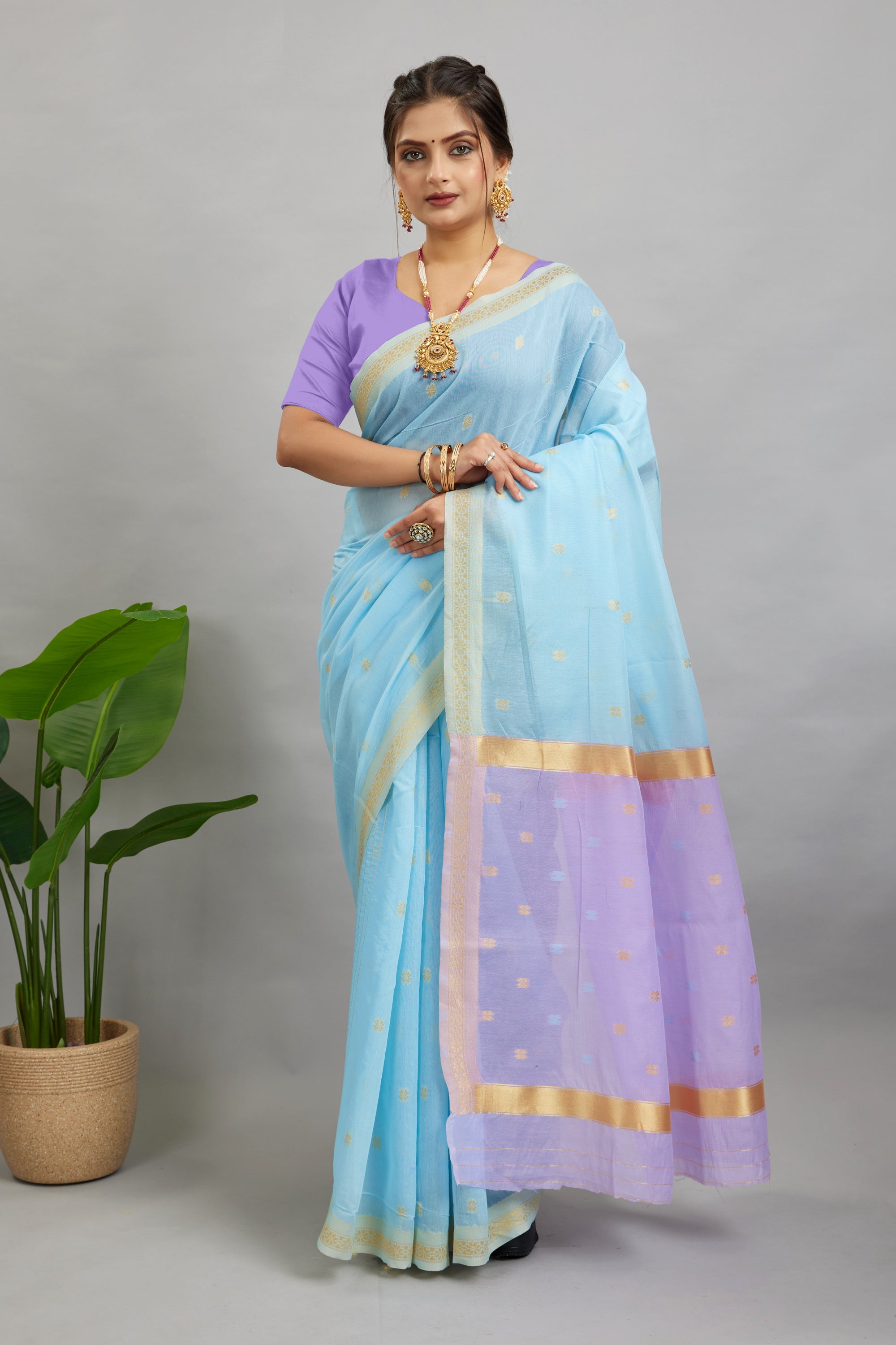 Mint Toned Cotton Silk Saree