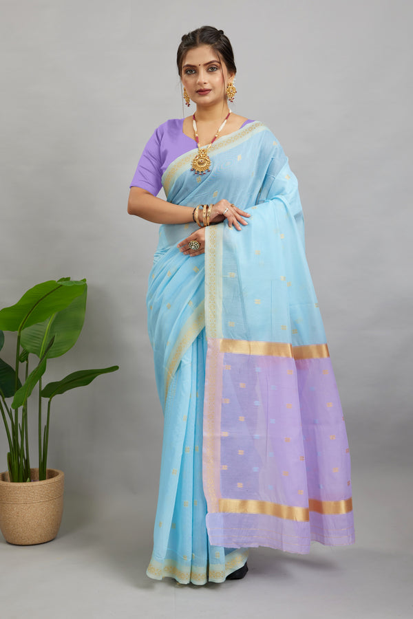 Mint Toned Cotton Silk Saree