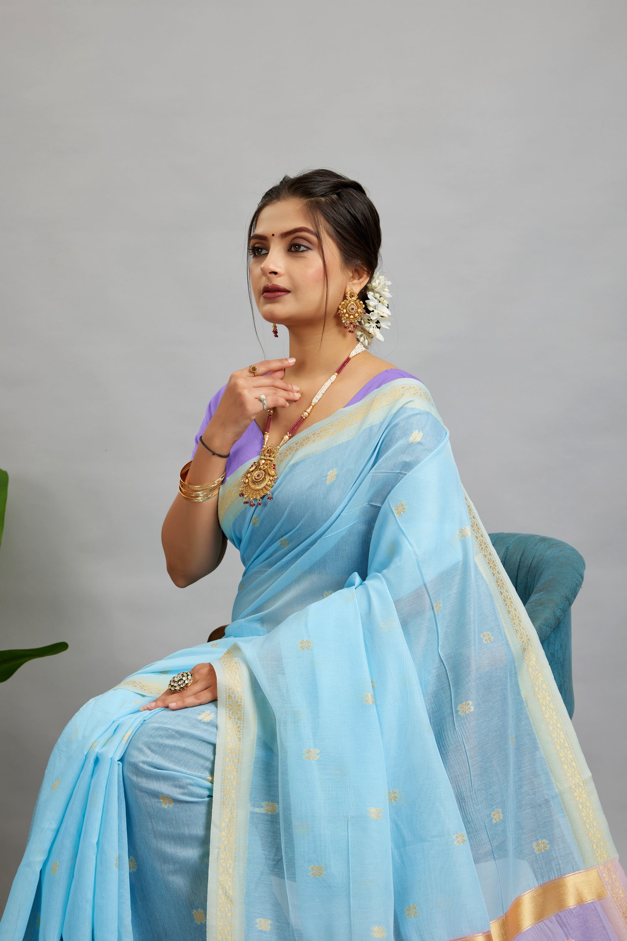 Mint Toned Cotton Silk Saree