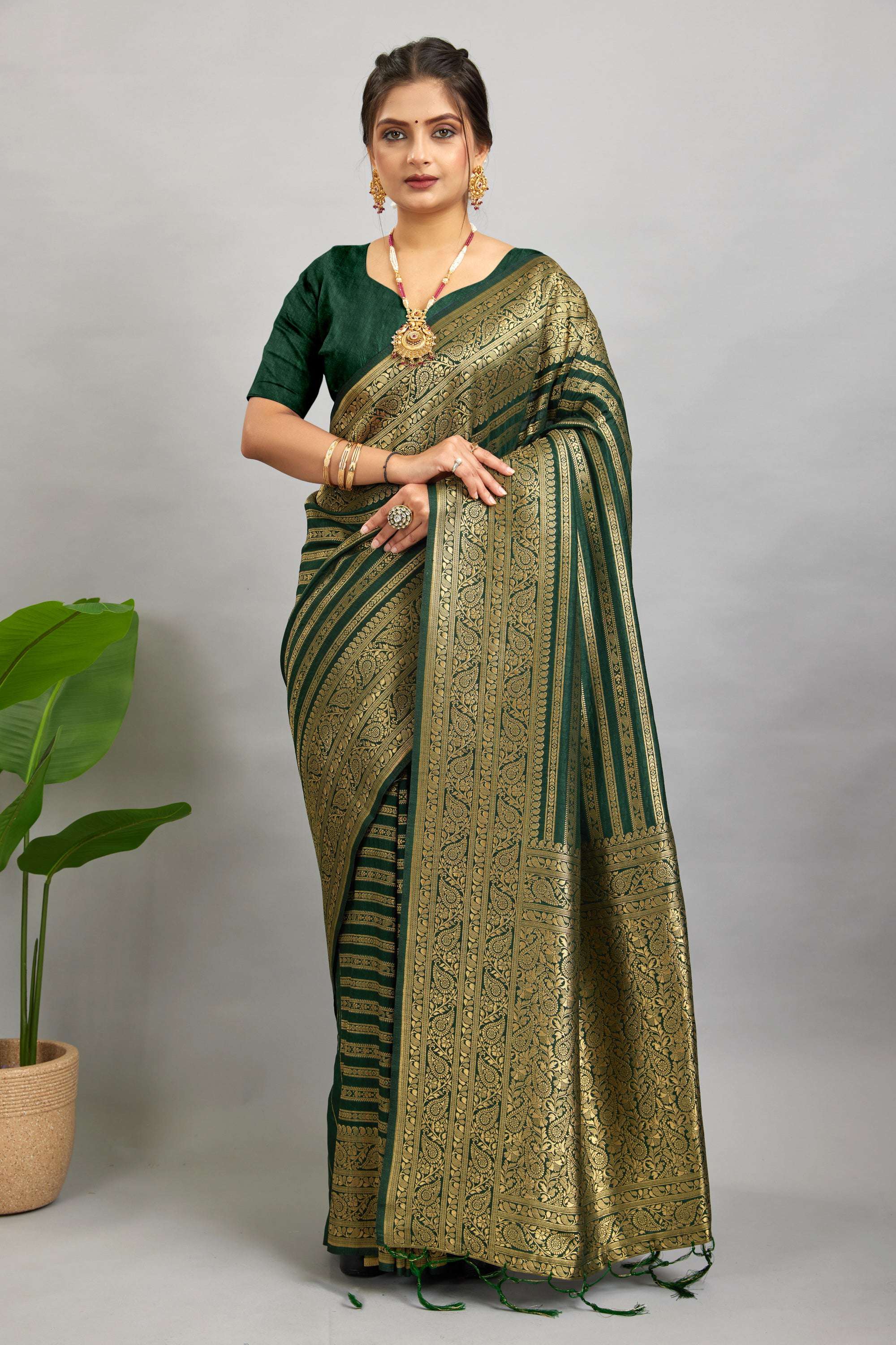 Green Woven Banarasi Khadi Silk Saree