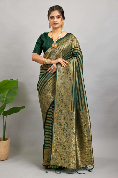 Green Woven Banarasi Khadi Silk Saree