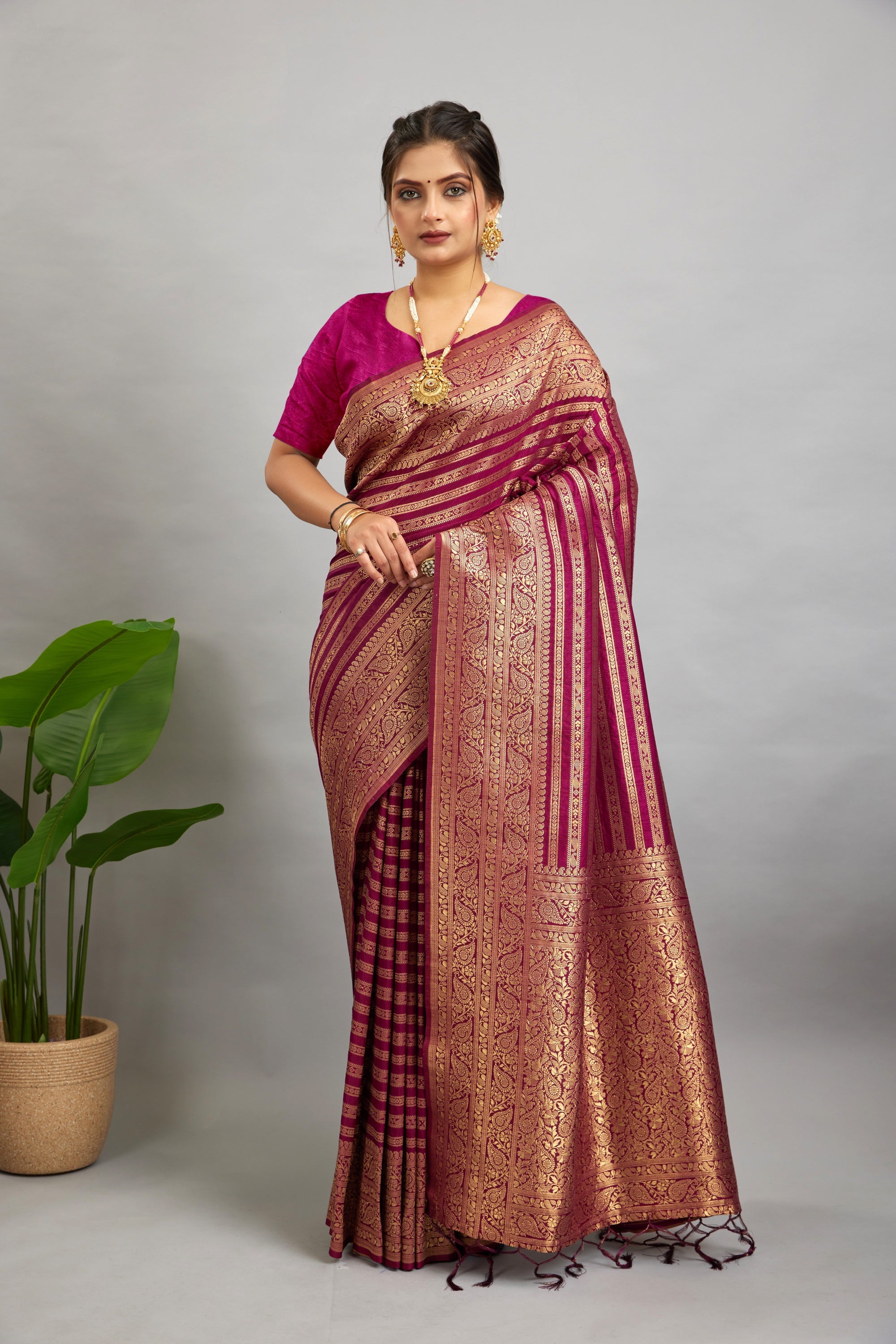 Purple Woven Banarasi Khadi Silk Saree
