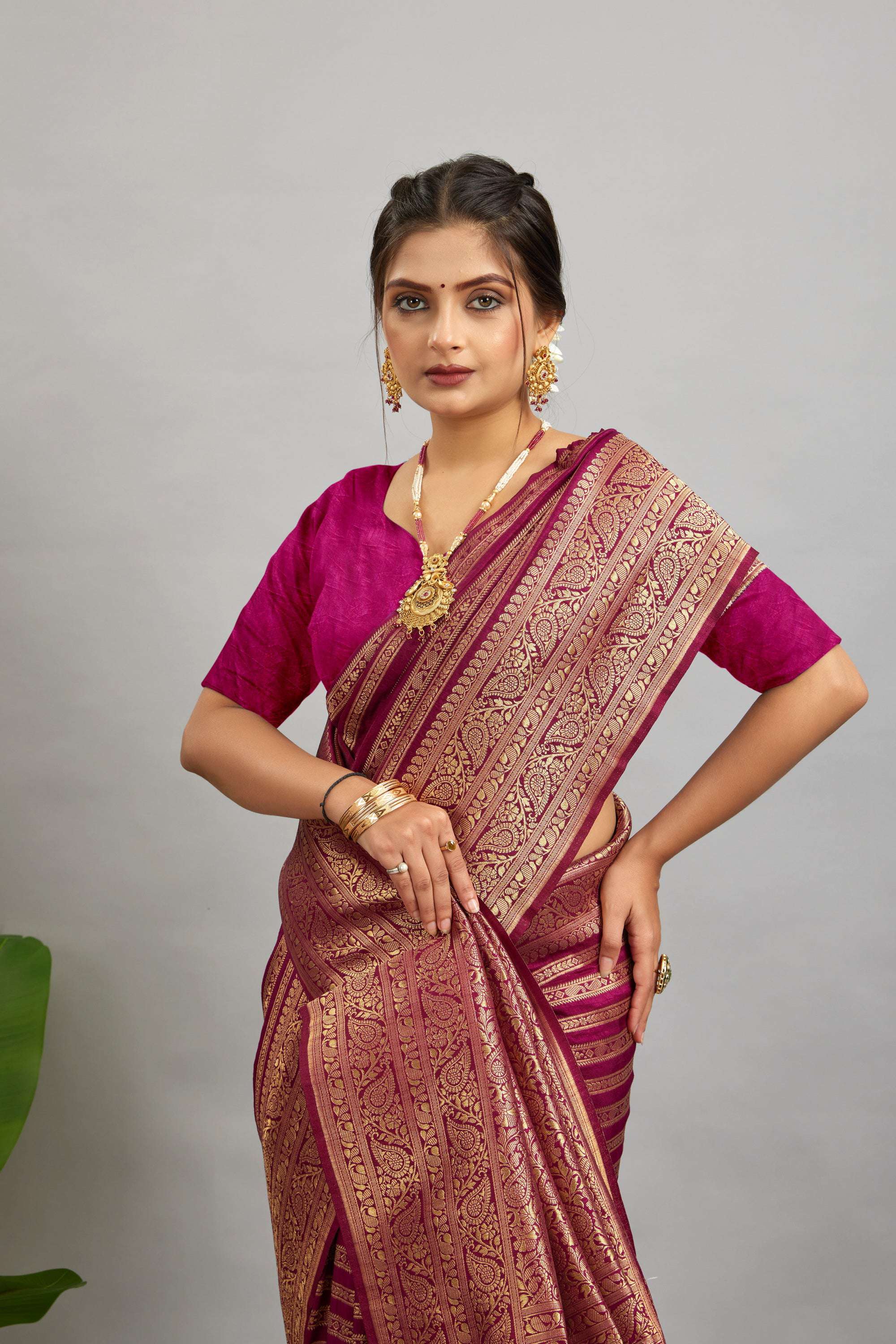 Purple Woven Banarasi Khadi Silk Saree