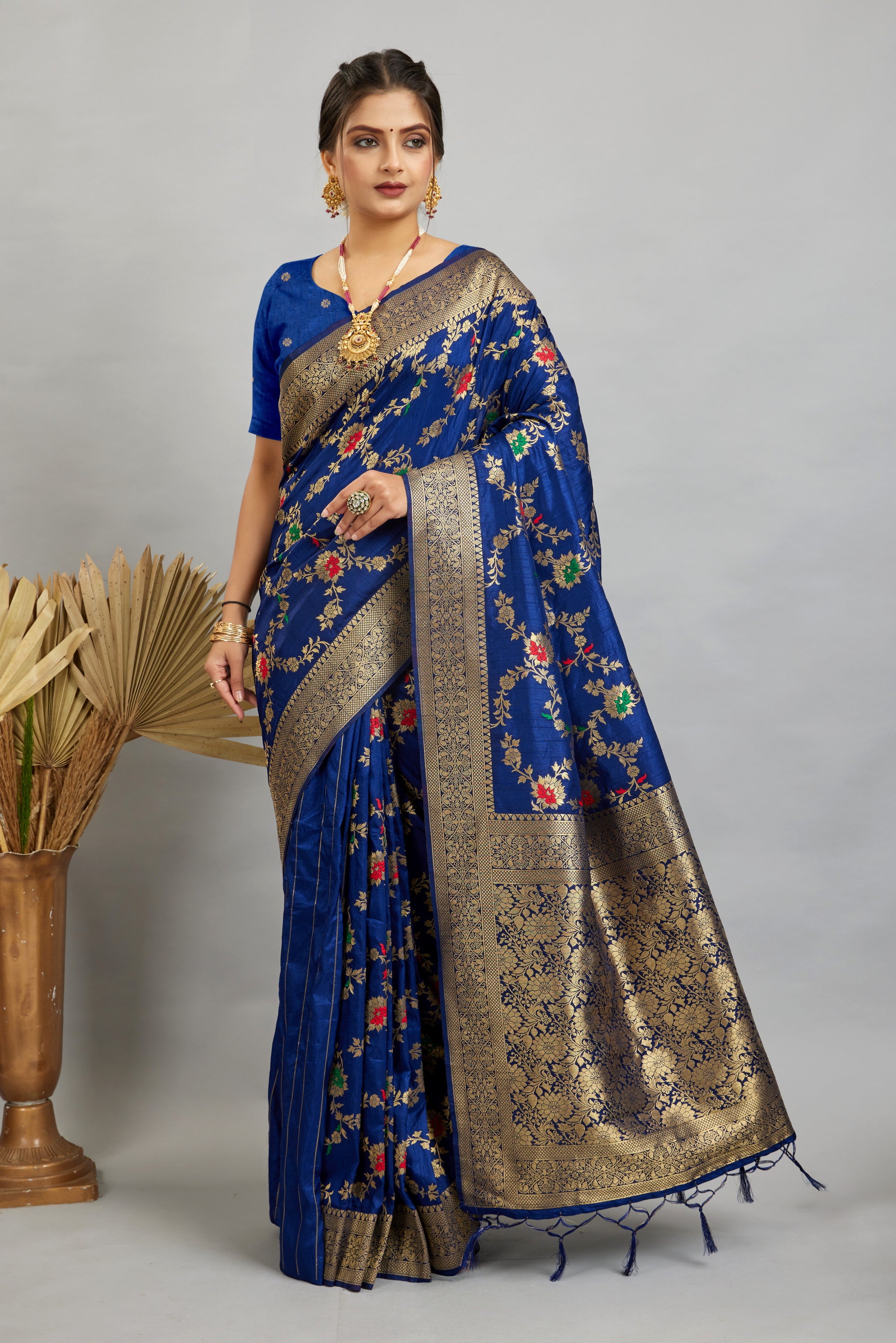 Blue Pure Banarasi Khadi Silk Saree