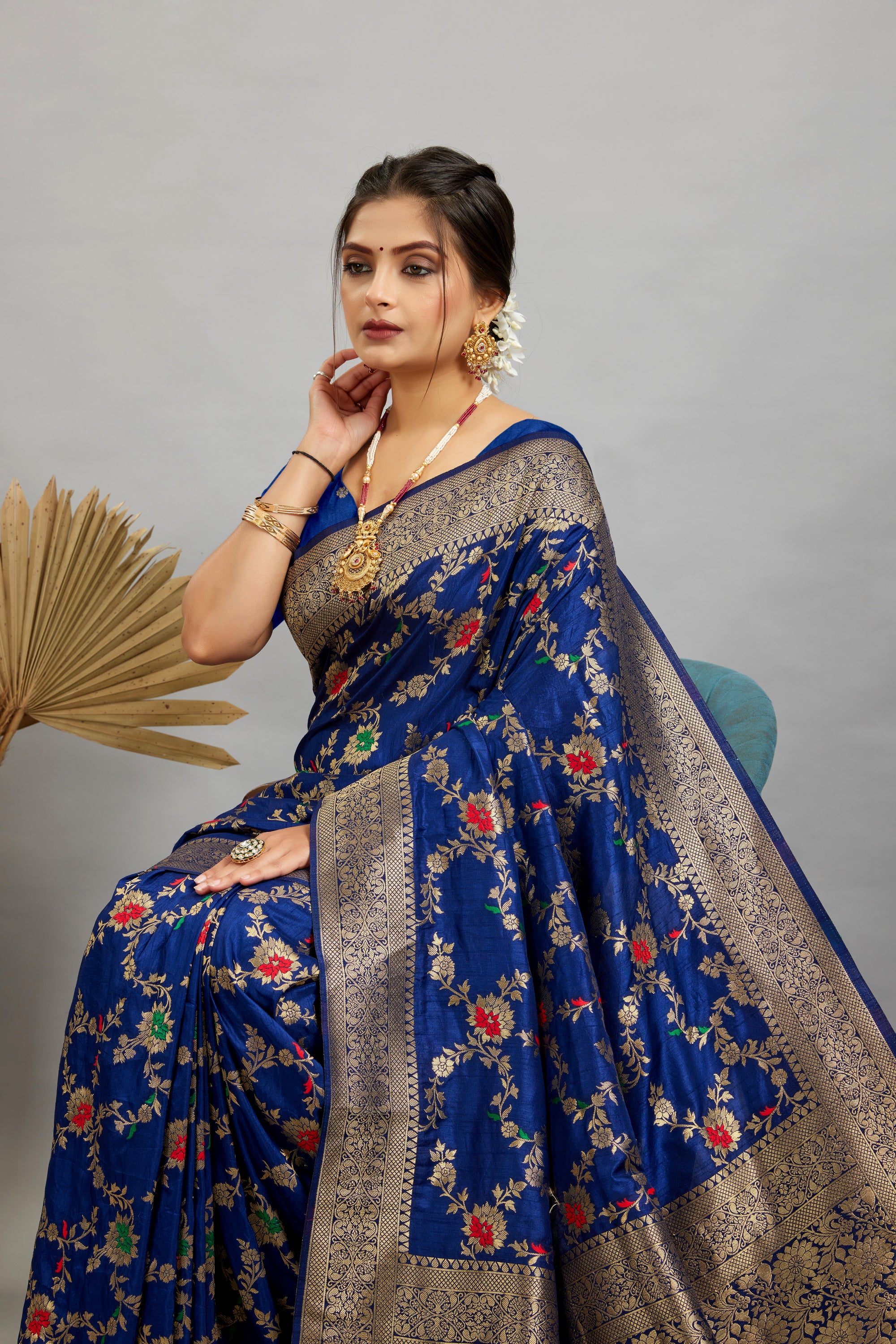 Blue Pure Banarasi Khadi Silk Saree