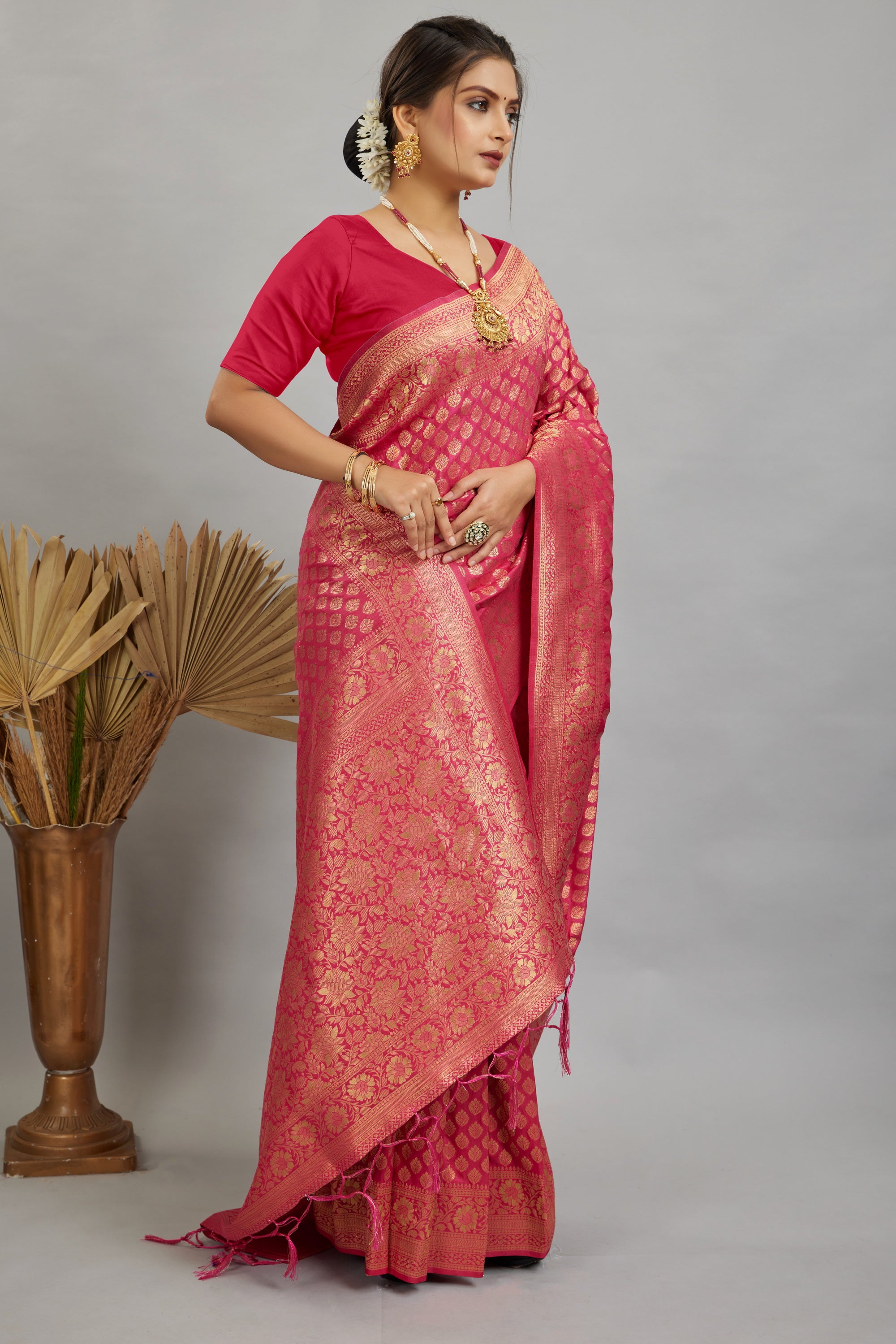 Pink Pure Soft Khadi Silk Saree