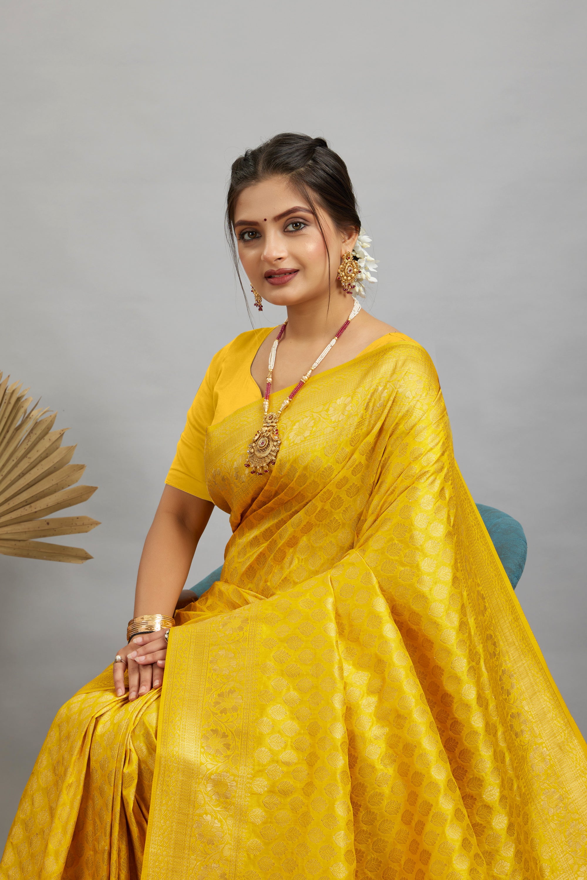 Yellow Pure Soft Khadi Silk Saree