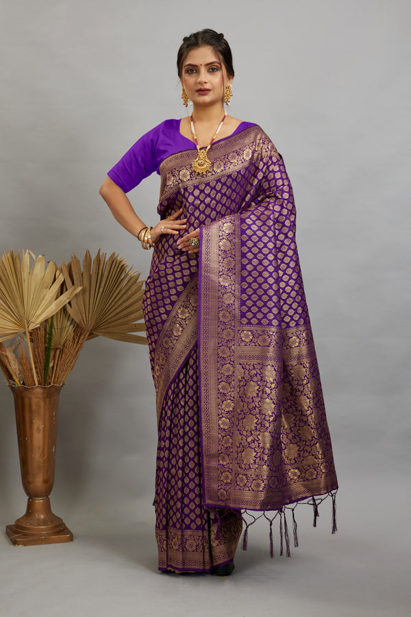 Purple Pure Soft Khadi Silk Saree