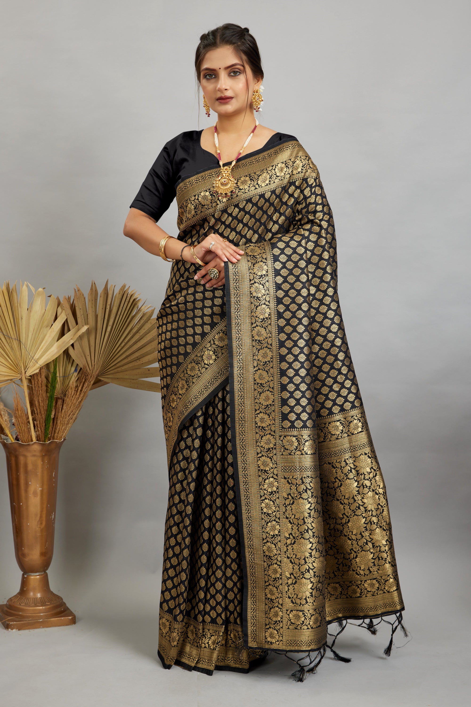 Black Pure Soft Khadi Silk Saree