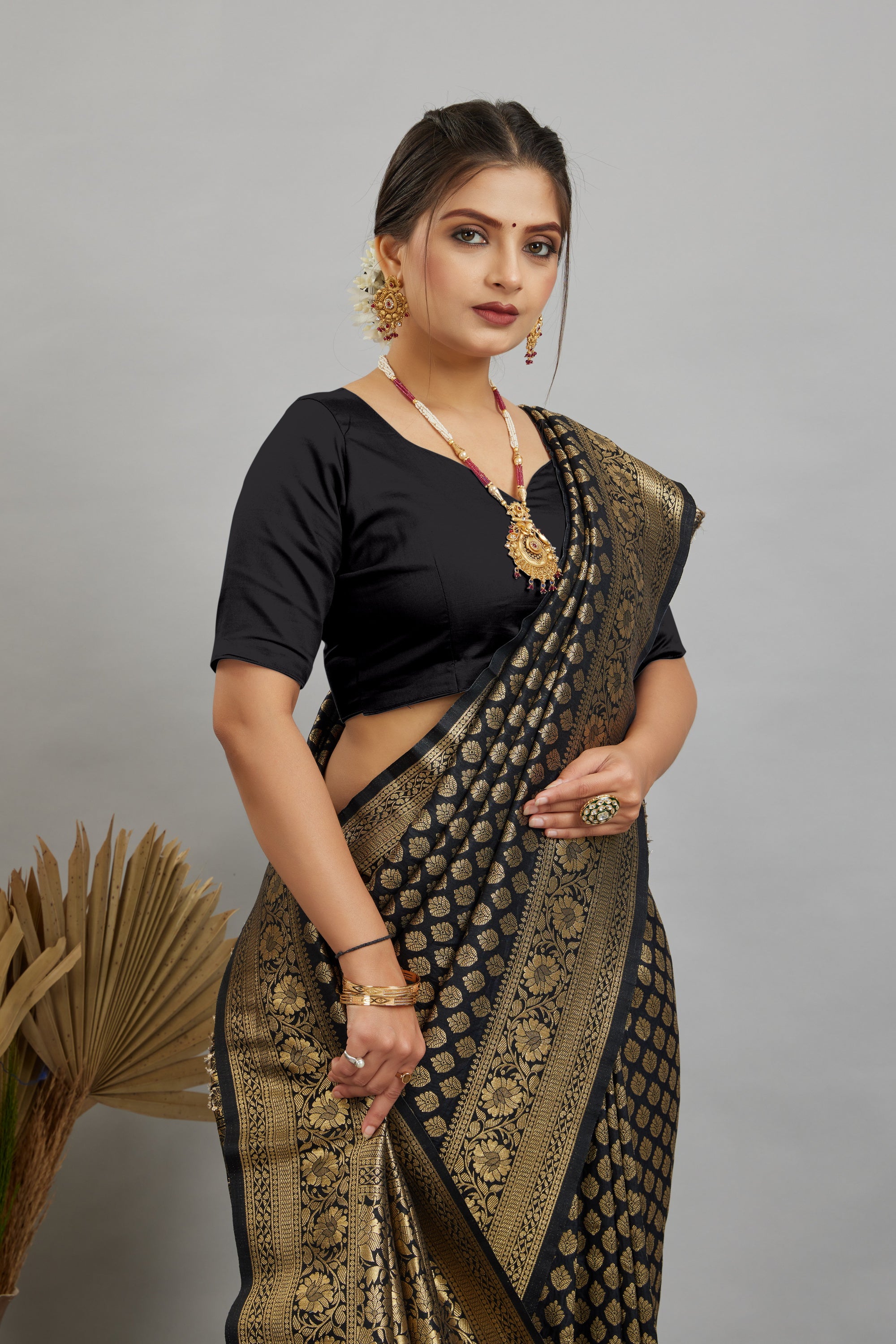 Black Pure Soft Khadi Silk Saree