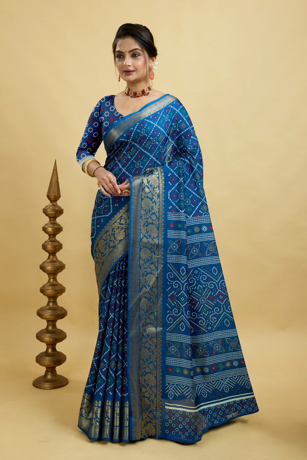 Bandhani Soft Dola Cotton Casual Wear Saree