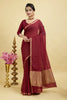 Red Woven Zari Border Viscose Chinnon Silk Saree