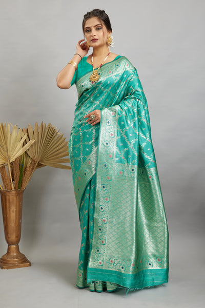 Blue Woven Banarasi Silk Saree
