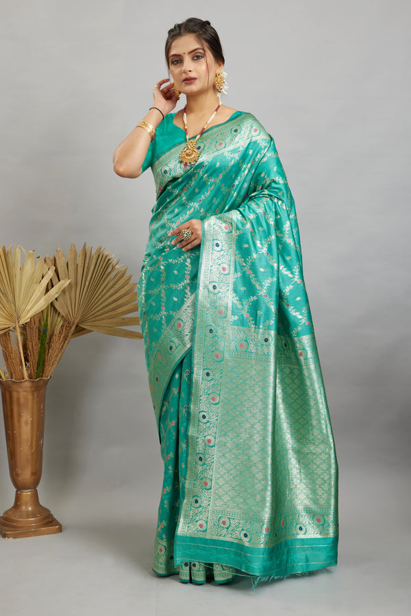 Blue Woven Banarasi Silk Saree