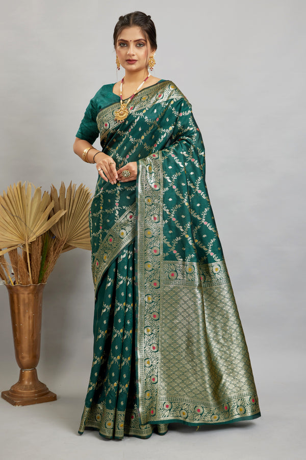 Green Woven Banarasi Silk Saree