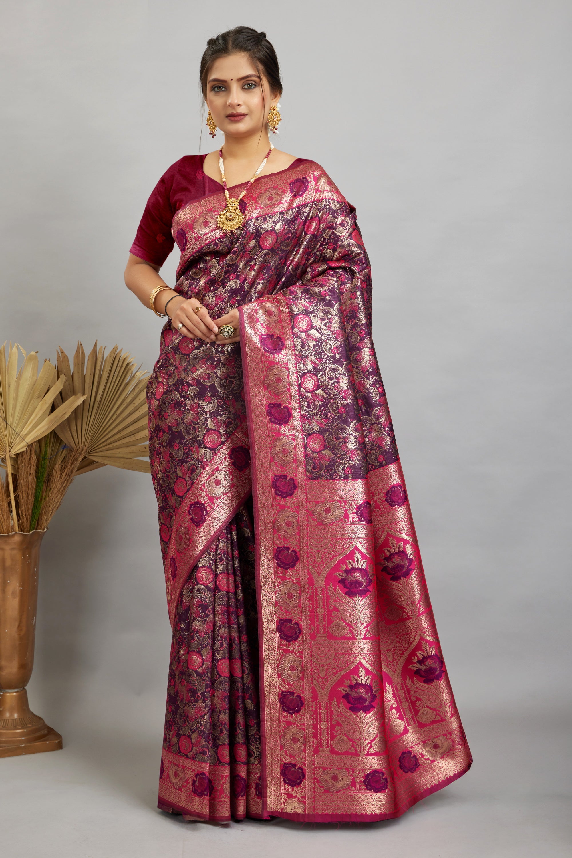 Purple Woven Kanjivaram Silk Saree